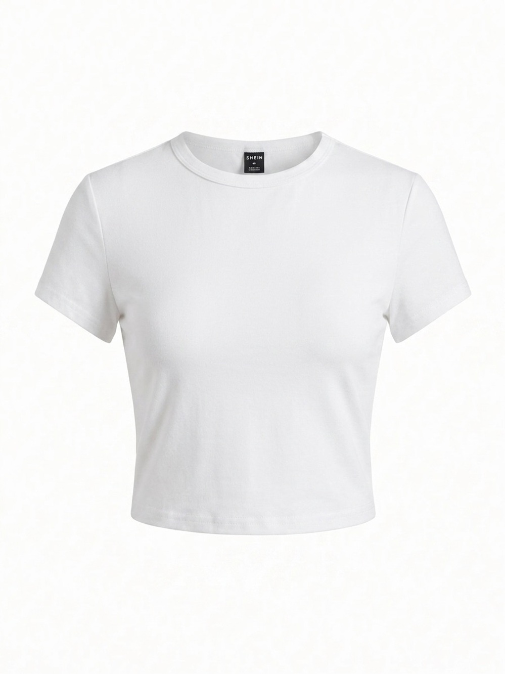 SHEIN White Short Sleeve Cropped Crewneck Tee